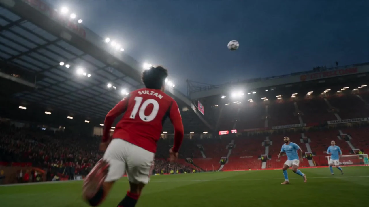 A football player in motion on the field